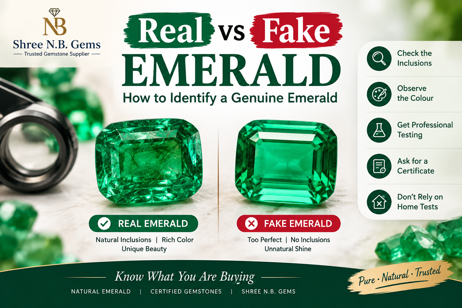 Learn How to Identify Emerald  - Real Vs Fake