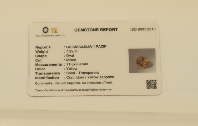 Yellow Sapphire 7.29 CT