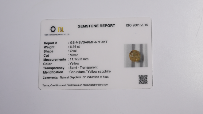 Yellow Sapphire 6.36 CT