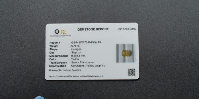 Yellow Sapphire 6.75CT