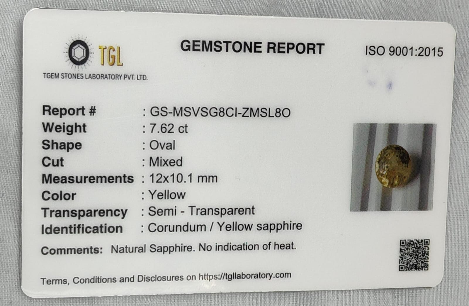 Yellow Sapphire 7.62 CT