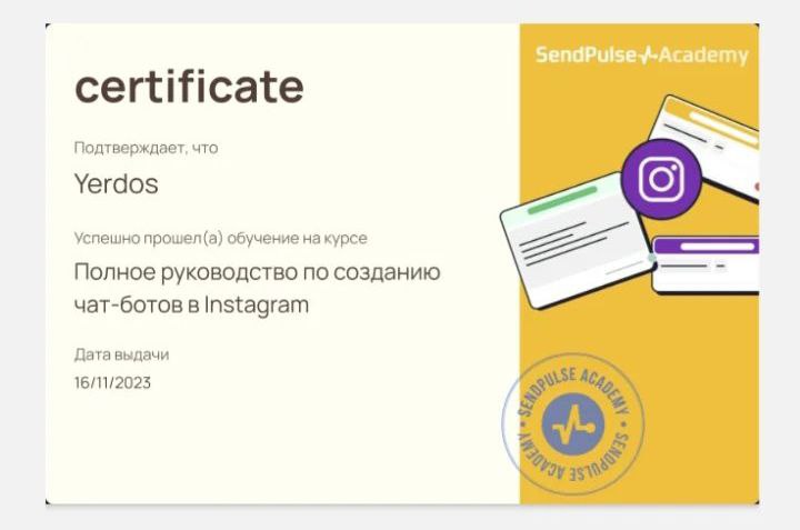 Сертификат курс Instagram