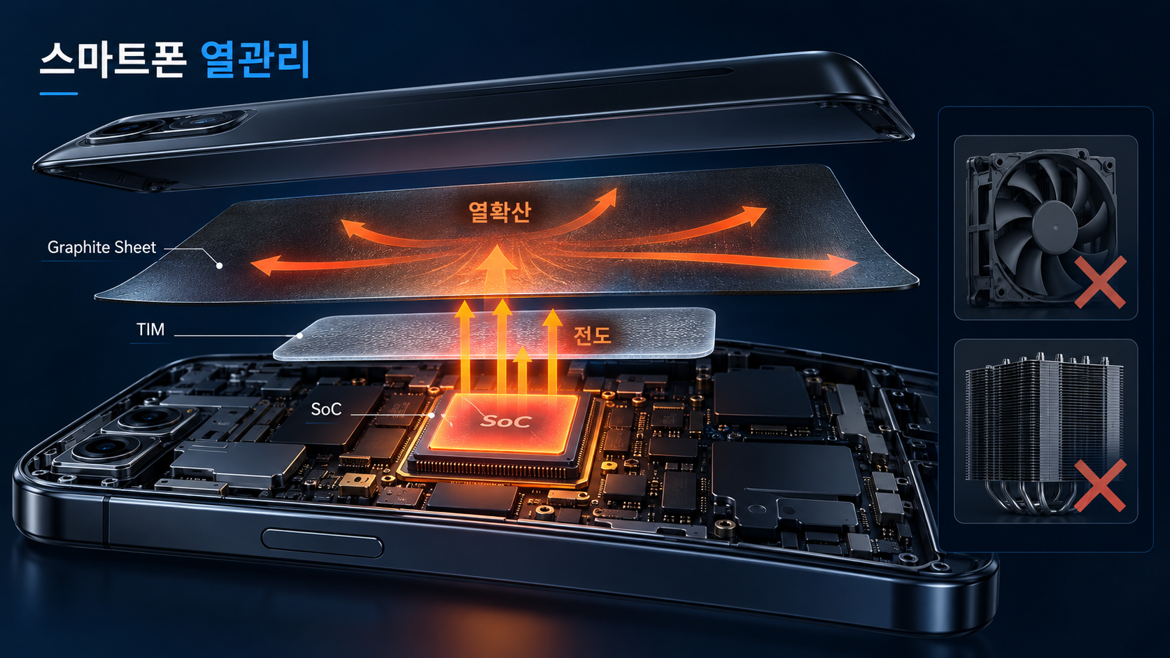 Graphite Sheet(흑연 시트)는 열을 넓은 면적으로 확산하도록 돕는 재료