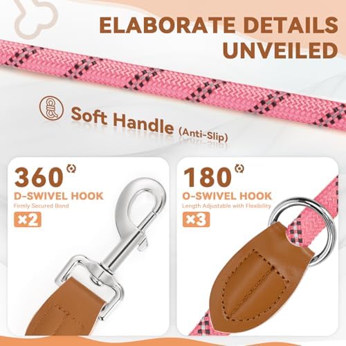 Vue 3 de Petcooz Laisse Chien Reglable