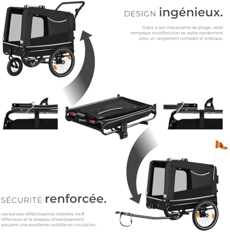Vue 3 de Tectake Remorque Velo Chien