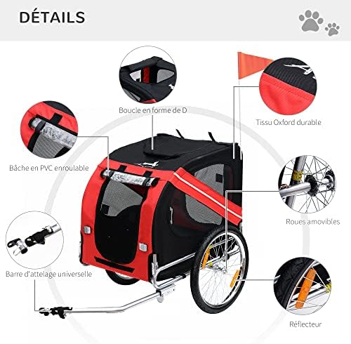 Vue 3 de Pawhut Remorque Velo Pour