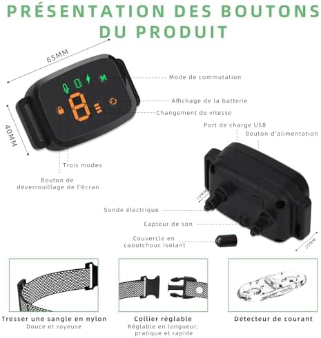 Vue 3 de Collier Anti Aboiement Chien