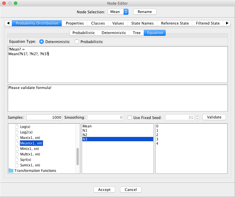 Mean arithmetic function in the equation editor