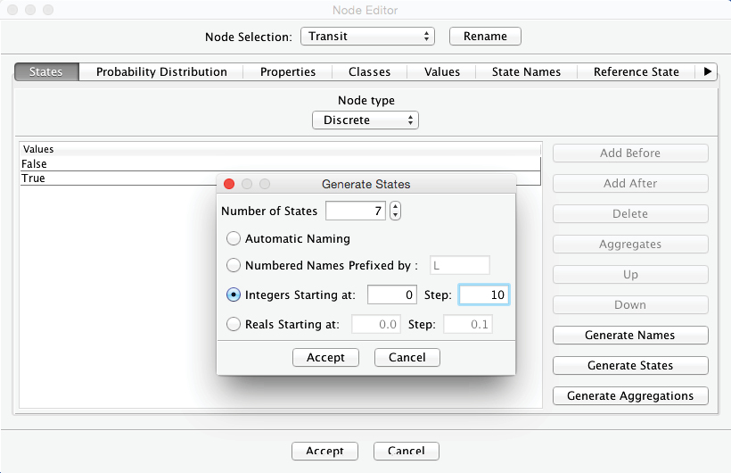 Creating seven ten-minute interval states