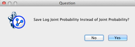 Prompt to save the logarithm of the joint probability