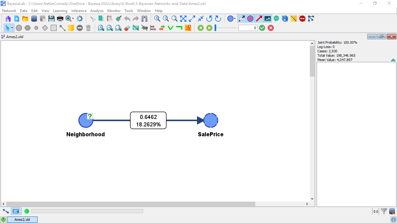 Network with arc Mutual Information displayed