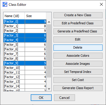 Delete Class action in the Class Editor