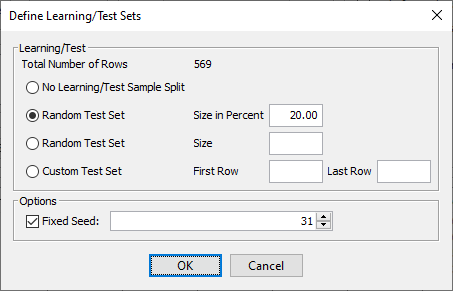 Defining the Learning/Test set split