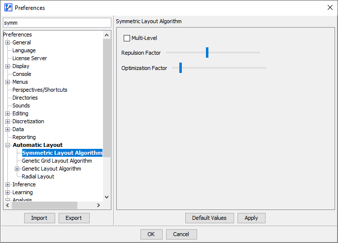 Symmetric Layout preferences