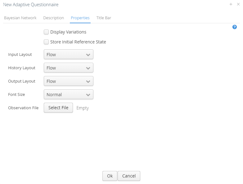 Properties tab when publishing an Adaptive Questionnaire