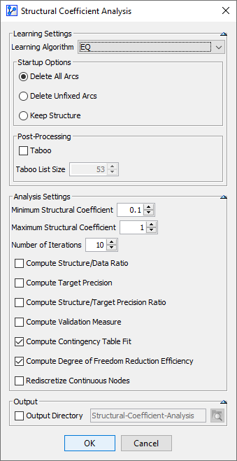 Structural Coefficient Analysis settings for Degree of Freedom Reduction Efficiency