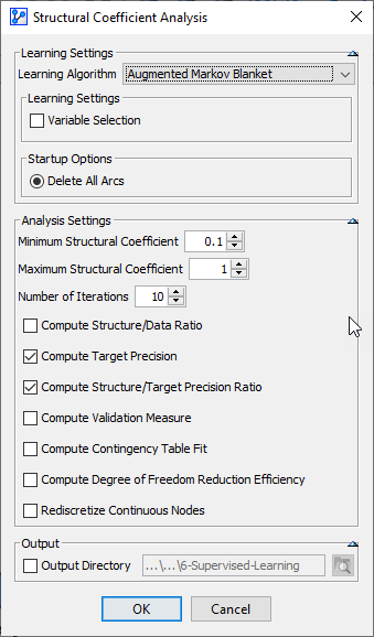 Structural Coefficient Analysis settings