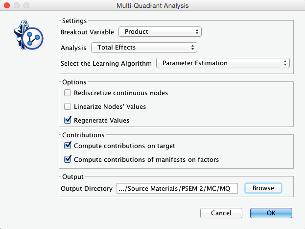Multi-Quadrant Analysis options dialog