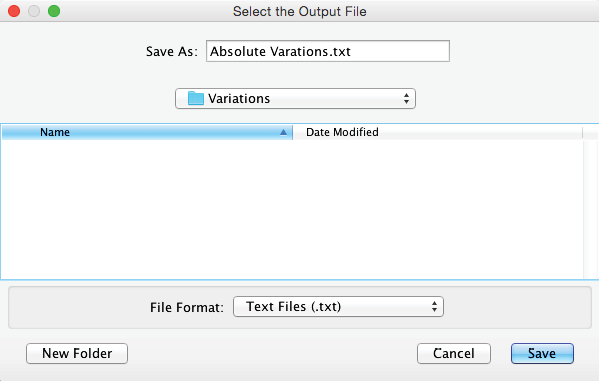 Exporting Absolute Variations to a file