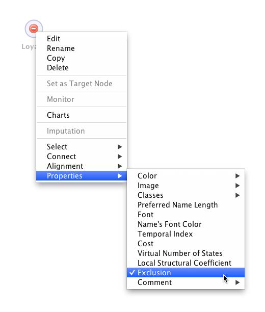 Contextual menu to un-exclude the Loyalty node via Properties > Exclusion