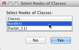 Class-selection pop-up with the Manifest class chosen