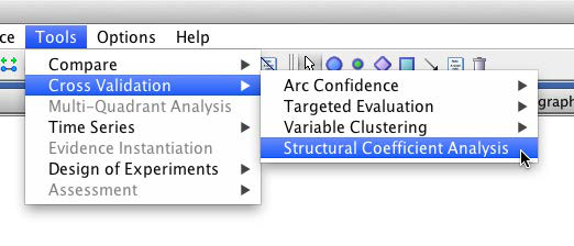 Launching Structural Coefficient Analysis from the Tools > Cross Validation menu