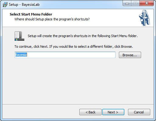 Setup Wizard Start Menu folder selection
