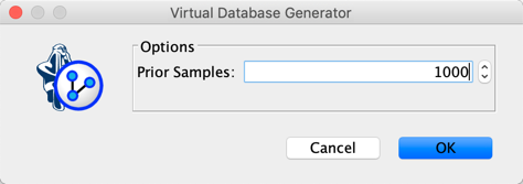 Virtual Database Generator window with Prior Samples set to 1000