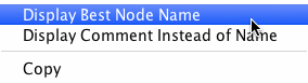 Contextual menu with Display Best Node Name selected