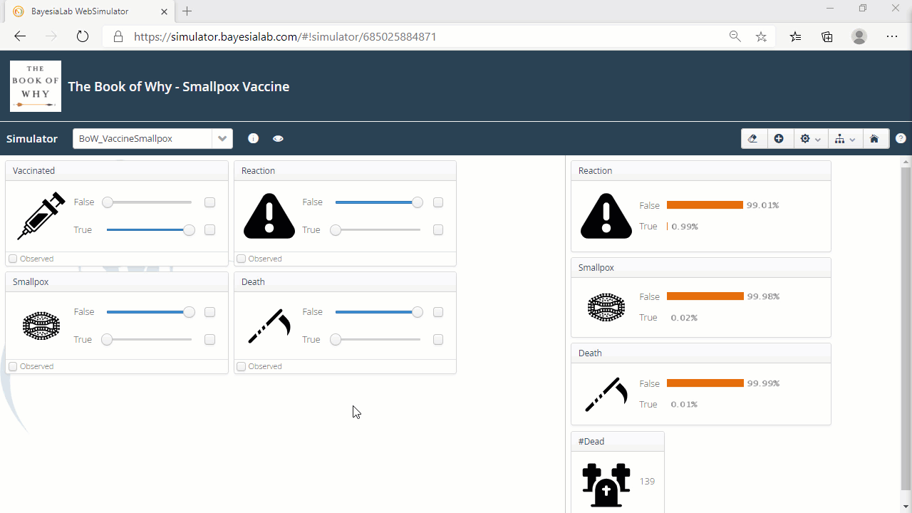 Smallpox vaccine WebSimulator with Vaccinated=False