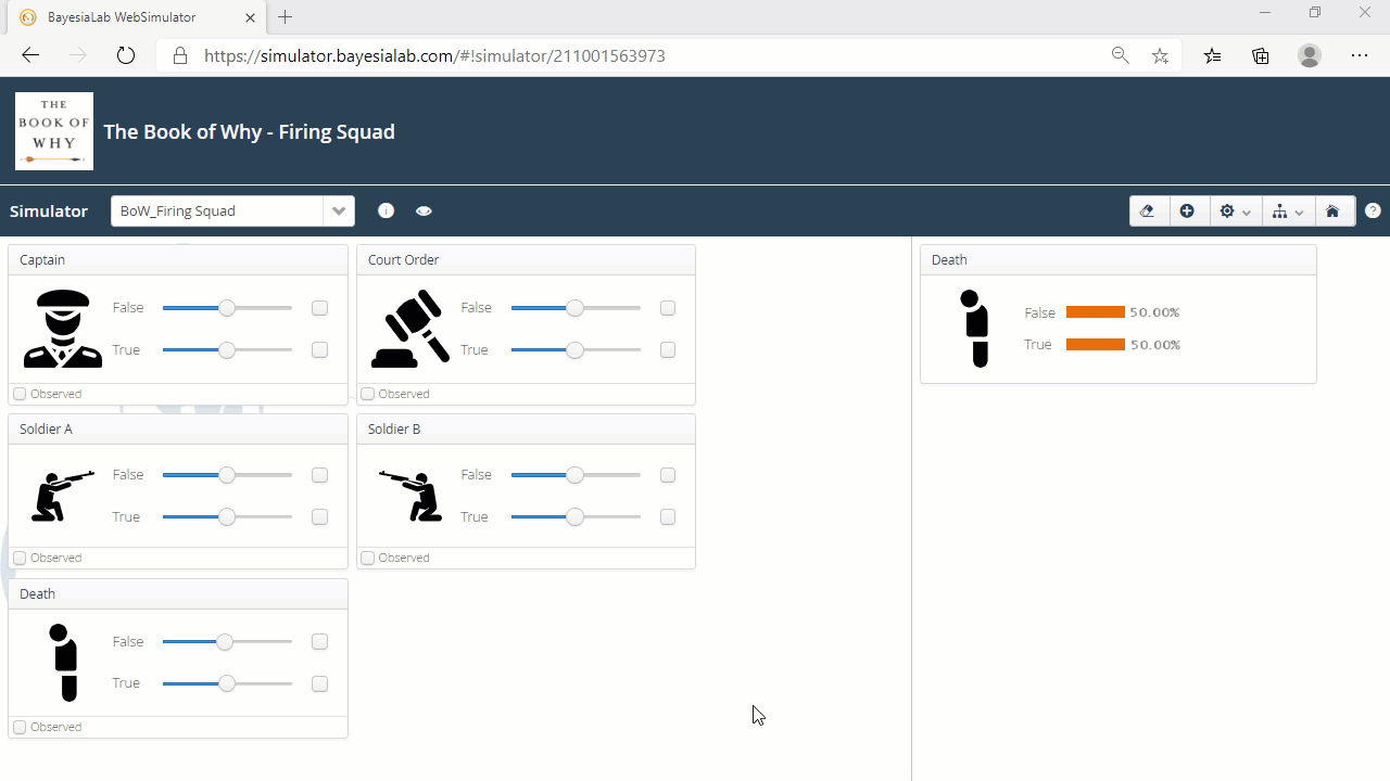 WebSimulator after setting Soldier A=True