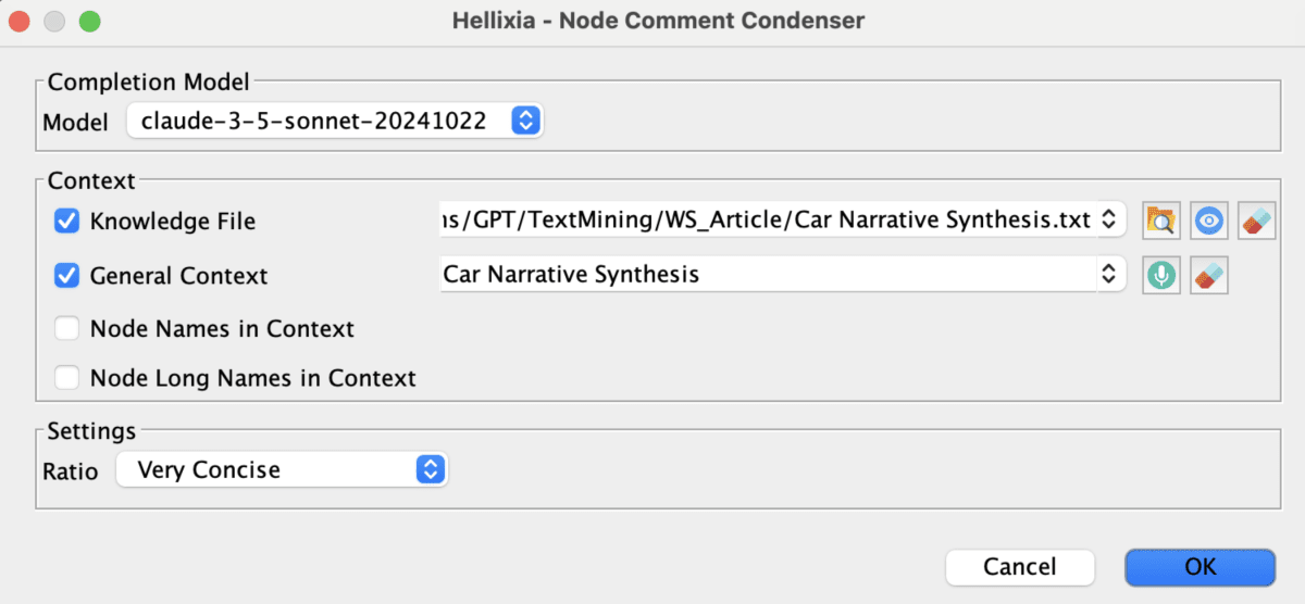 Node Comment Condenser Dialog