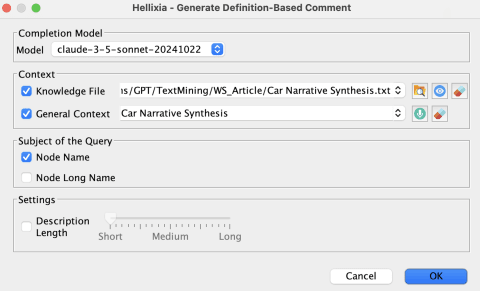 Generate Definition-Based Comment Dialog