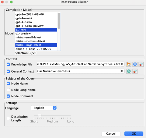 Root Priors Elicitor Dialog