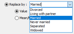 Step 3: replacing missing values by a chosen value