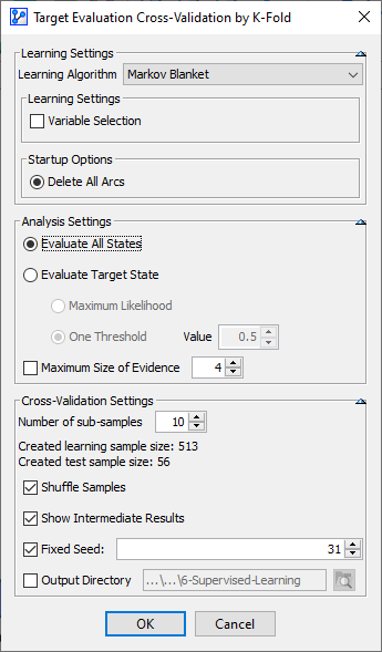 K-Folds Cross-Validation settings