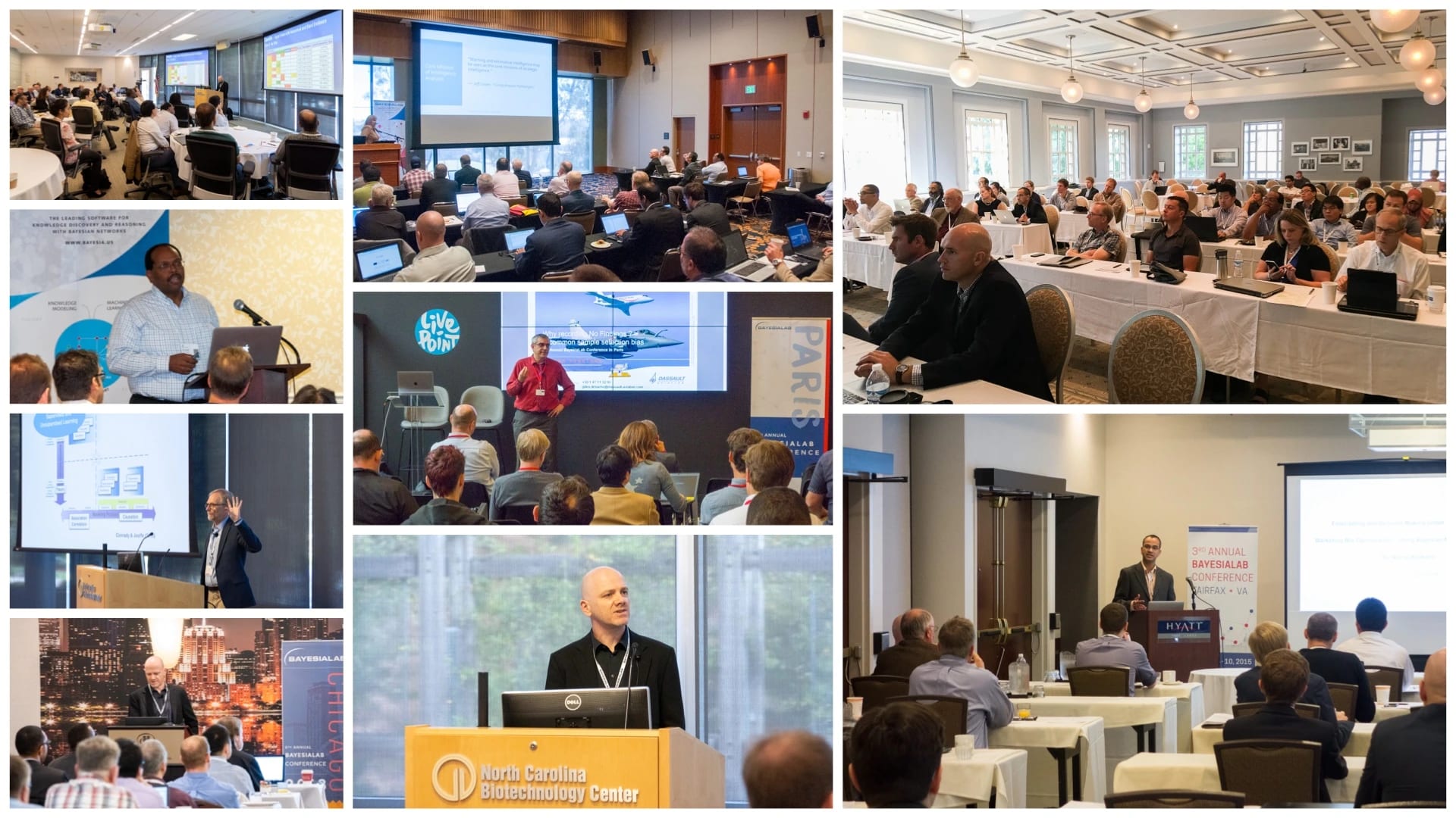 BayesiaLab Conferences in Orlando, Los Angeles, Fairfax, Nashville, Paris, Chicago, and Durham, 2013-2023