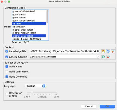 Root Priors Elicitor Dialog
