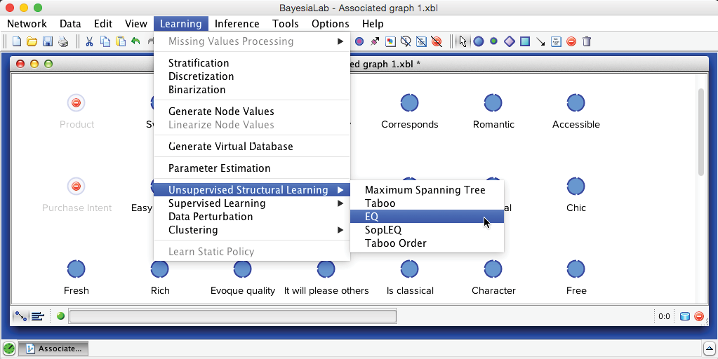 Learning menu with Unsupervised Structural Learning open and EQ highlighted