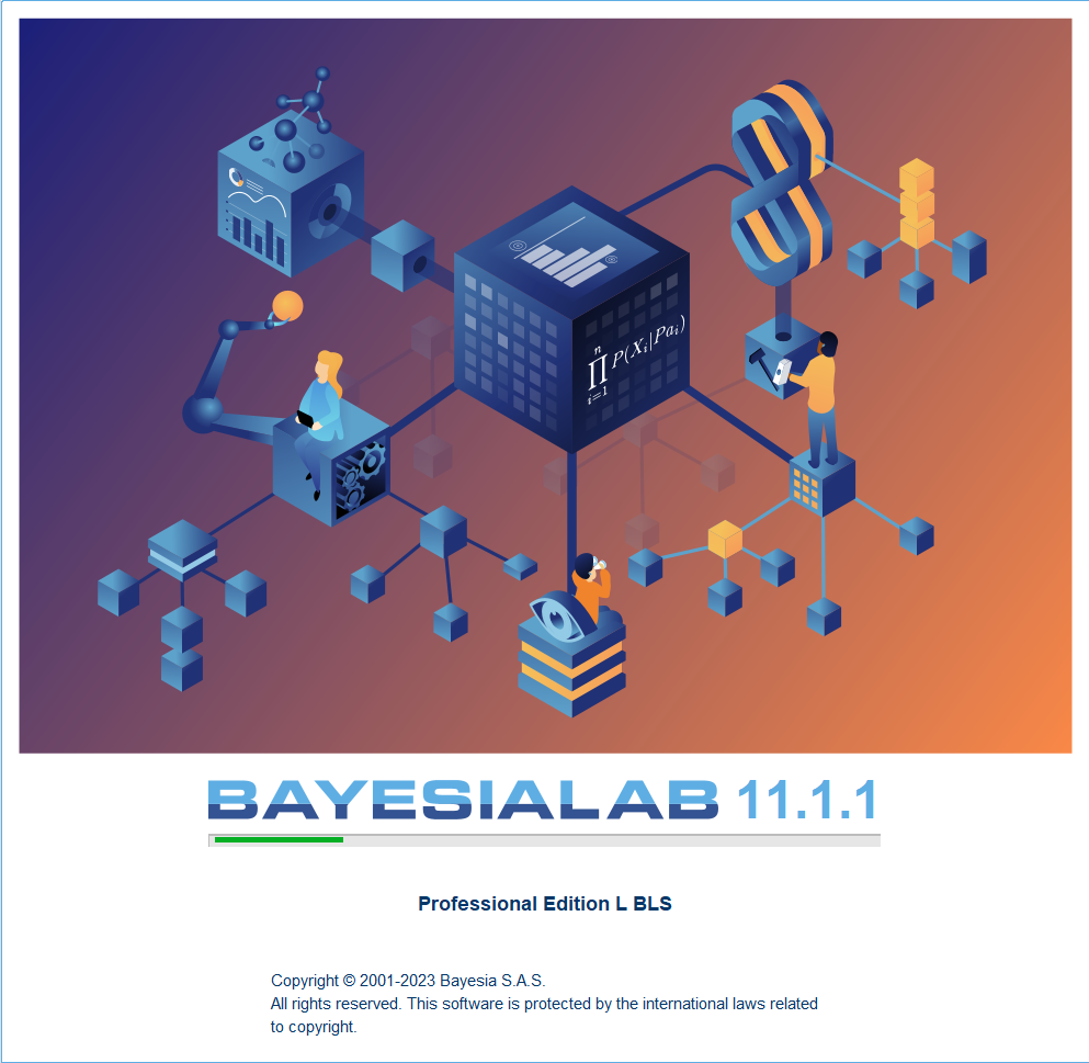 BayesiaLab splash screen on successful startup
