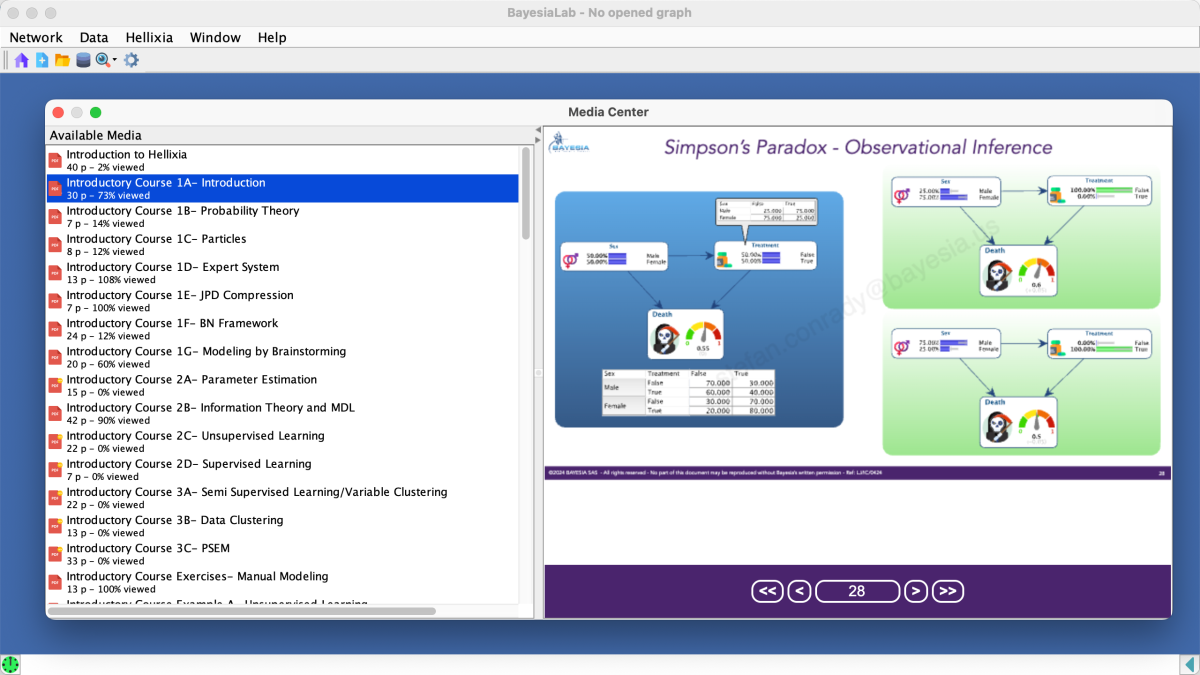 Screenshot of the BayesiaLab introductory course interface