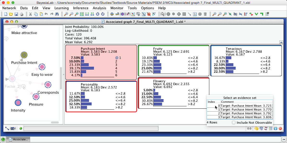 Retrieving optimization steps via the Evidence Scenario menu