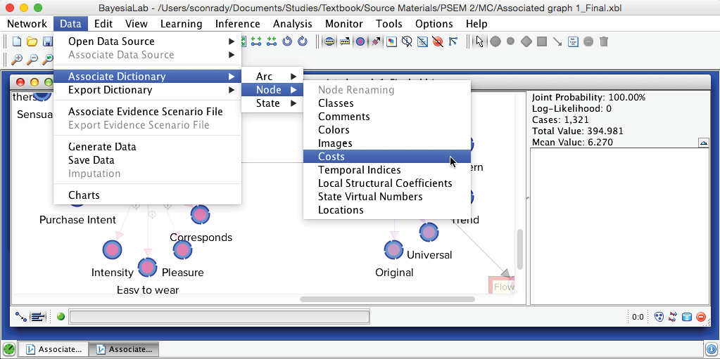 Importing costs in the Cost Editor