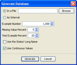 Generate Data dialog