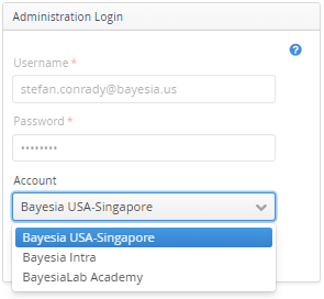 Selecting the account in WebSimulator administration