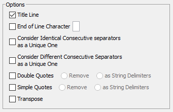 Step 1: Options panel