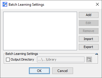Batch Learning Settings window