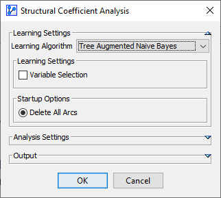 Tree Augmented Naive Bayes learning settings