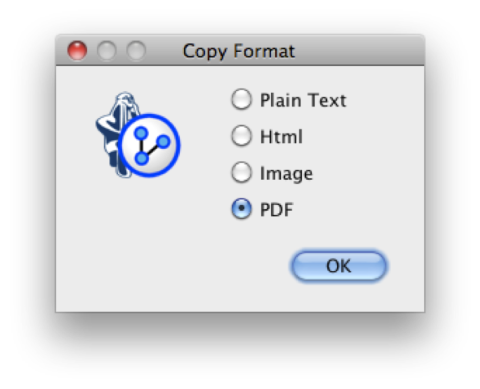Pop-up window for choosing the image export format