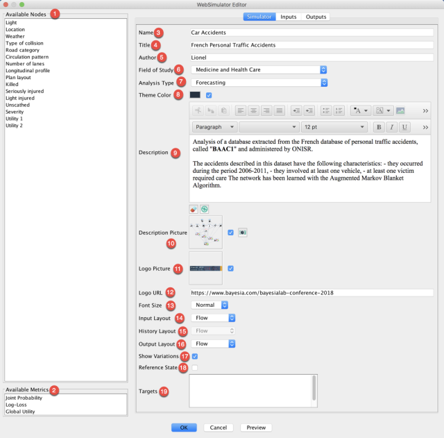WebSimulator Editor Simulator Settings panel